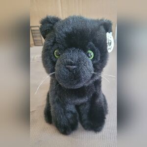 Adorable WWF Black Plush Panther with Green Eyes